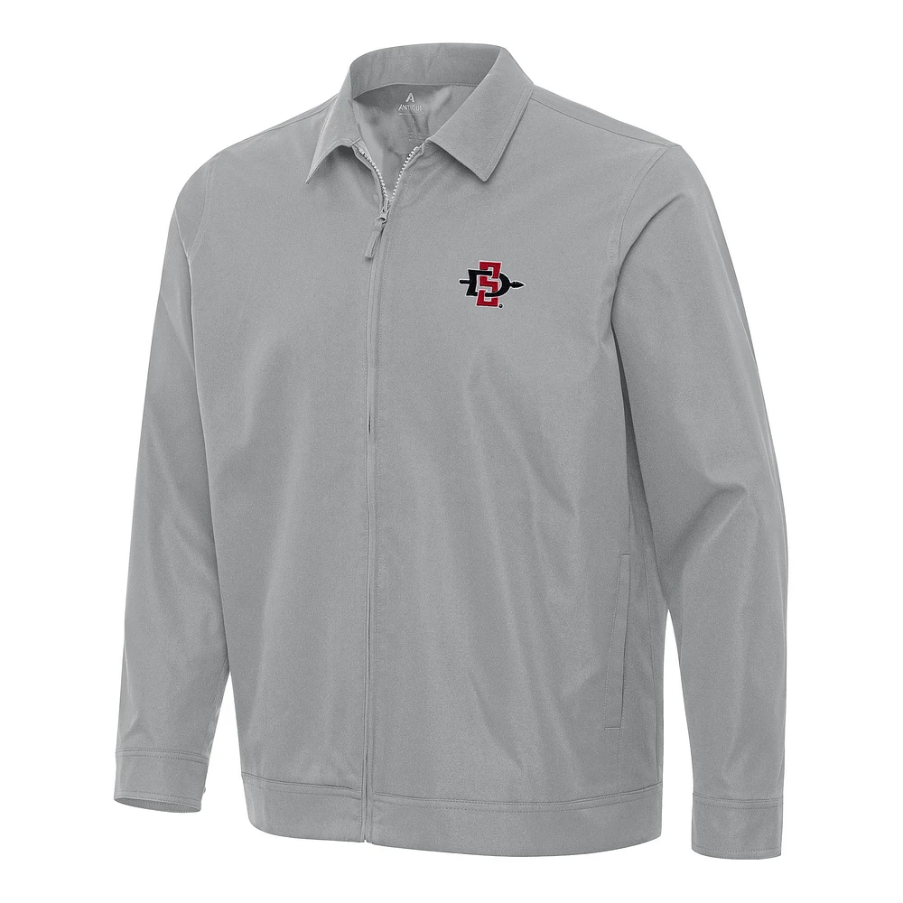 Men's Antigua Gray San Diego State Aztecs Pivot Full-Zip Jacket