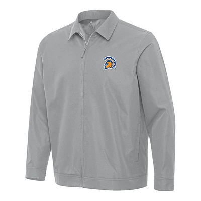 Men's Antigua Gray San Jose State Spartans Pivot Full-Zip Jacket