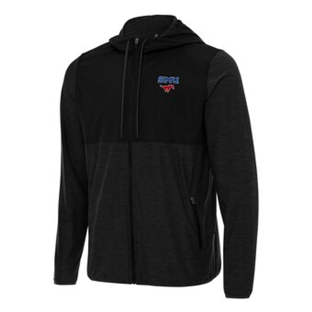 Men's Antigua Black SMU Mustangs Sway Full-Zip Hoodie Jacket