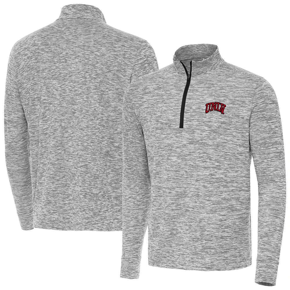 Men's Antigua Heather Gray UNLV Rebels Cause Quarter-Zip Top