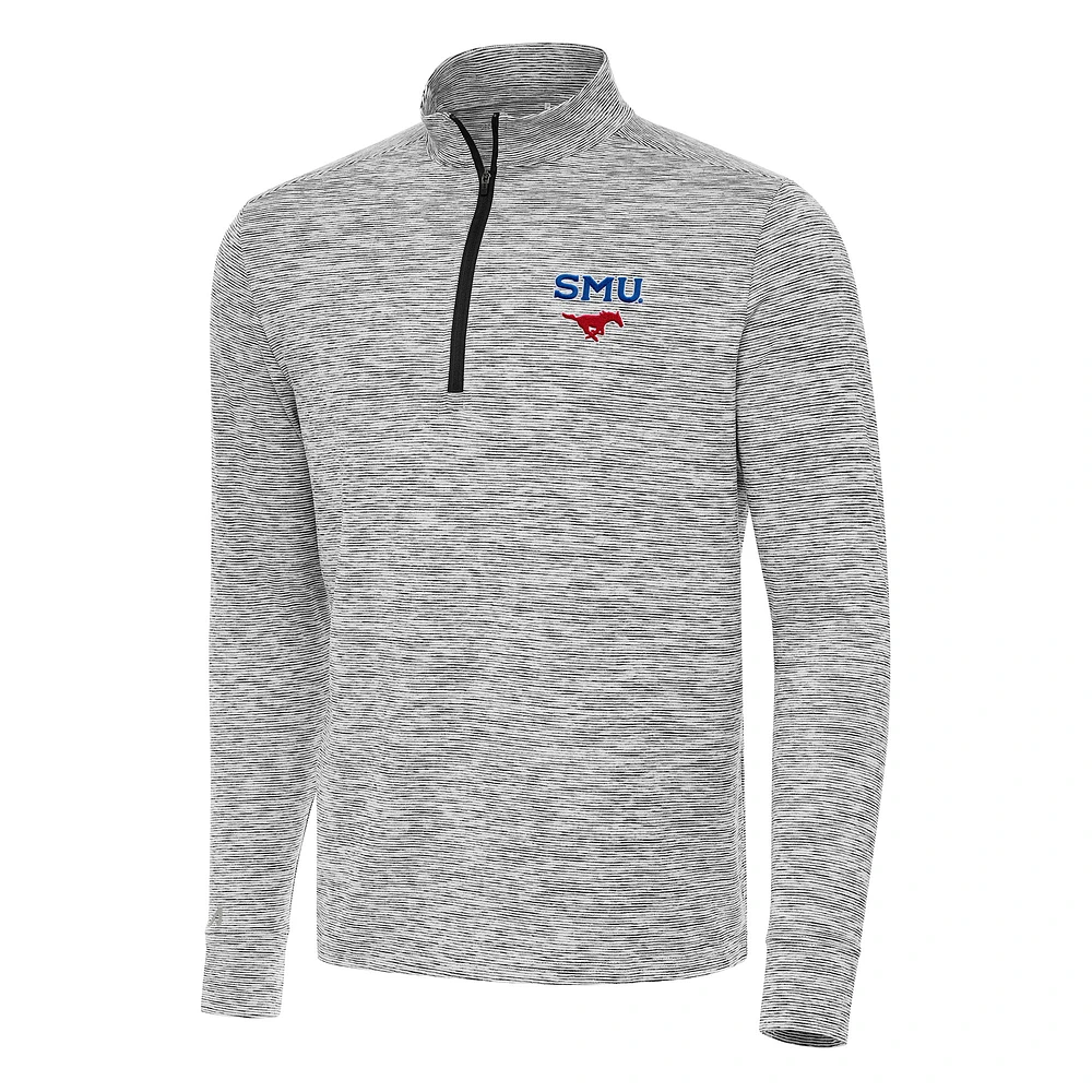 Men's Antigua Black SMU Mustangs Cause Quarter-Zip Top