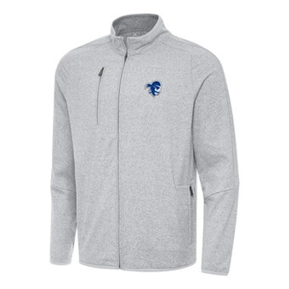 Men's Antigua Heather Gray Seton Hall Pirates Hold-Up Full-Zip Tri-Blend Jacket