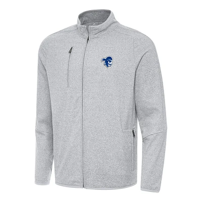 Men's Antigua Heather Gray Seton Hall Pirates Hold-Up Full-Zip Tri-Blend Jacket