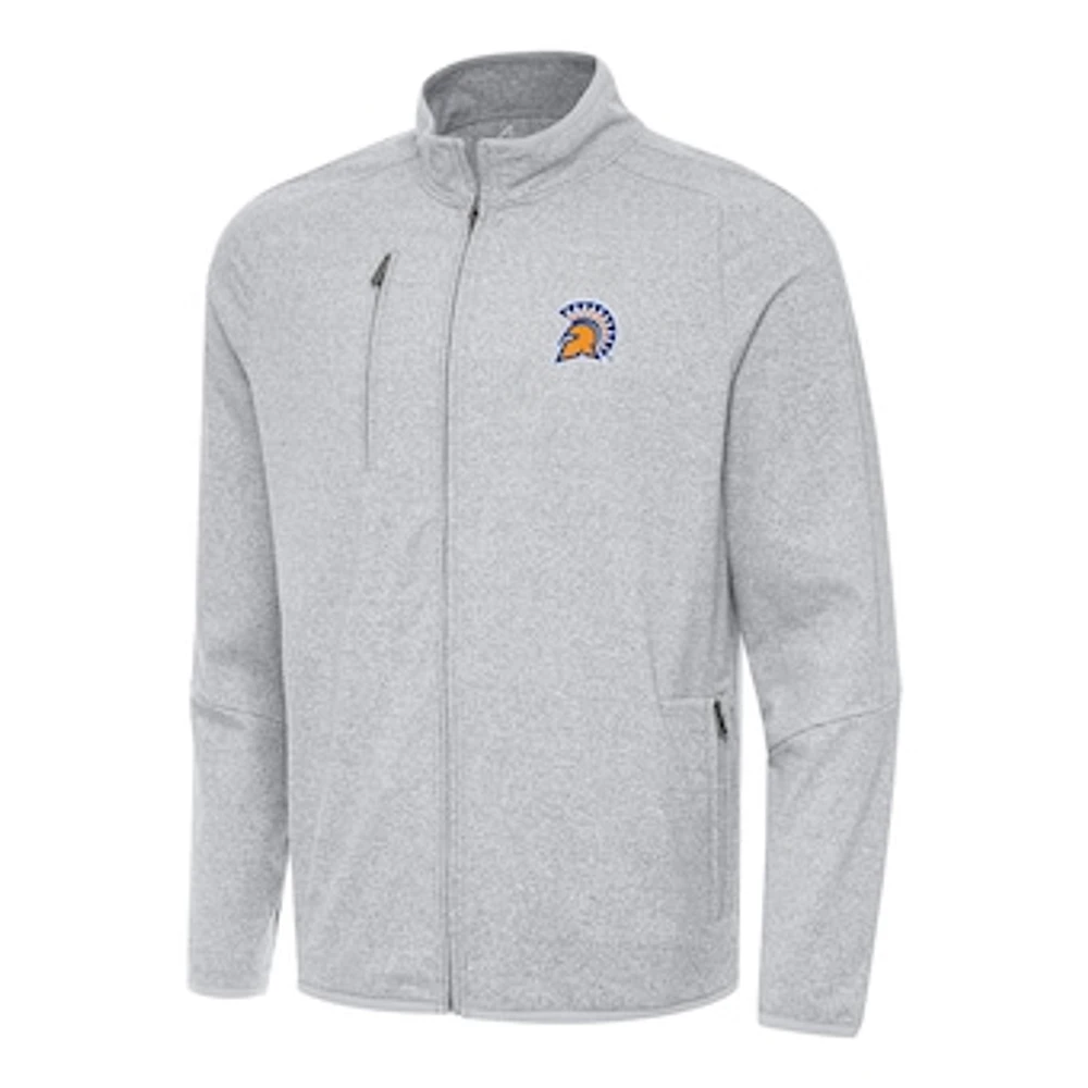 Men's Antigua Heather Gray San Jose State Spartans Hold-Up Full-Zip Tri-Blend Jacket