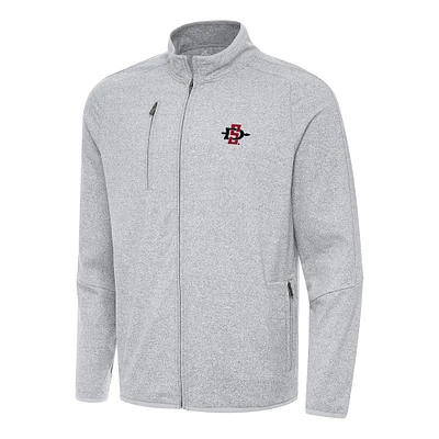 Men's Antigua Heather Gray San Diego State Aztecs Hold-Up Full-Zip Tri-Blend Jacket