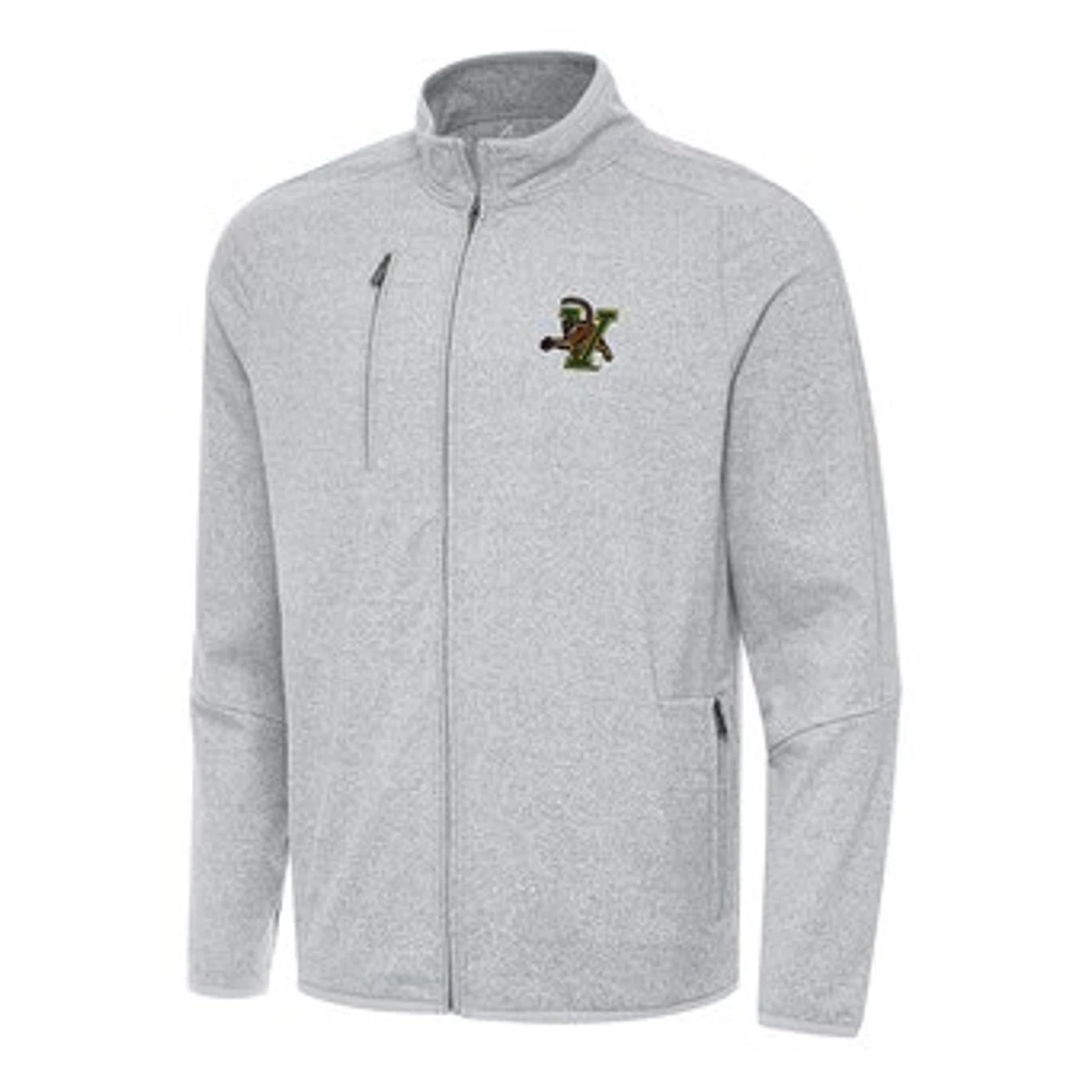 Men's Antigua Heather Gray Vermont Catamounts Hold-Up Full-Zip Tri-Blend Jacket