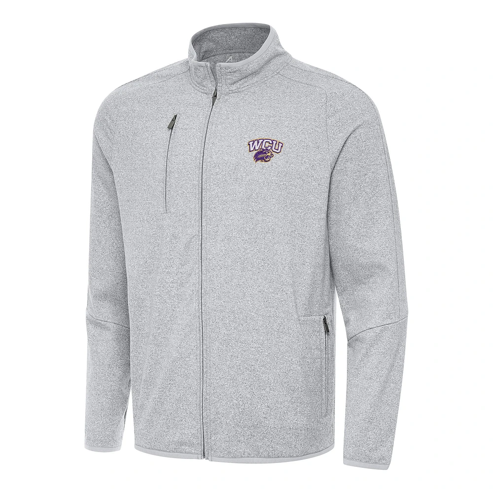 Men's Antigua Heather Gray Western Carolina Catamounts Hold-Up Full-Zip Tri-Blend Jacket