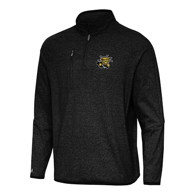 Men's Antigua Heather Black Wichita State Shockers Certain Quarter-Zip Tri-Blend Sweatshirt