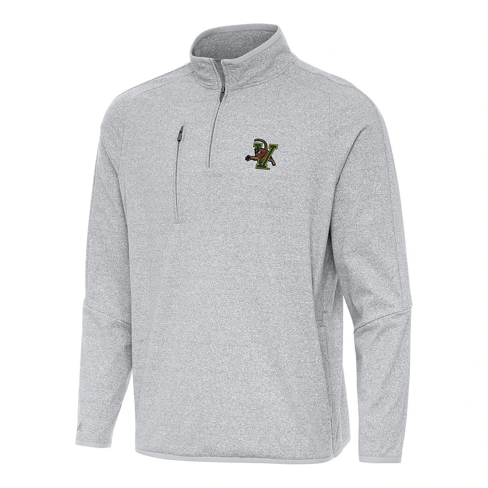 Men's Antigua Heather Gray Vermont Catamounts Certain Quarter-Zip Tri-Blend Sweatshirt