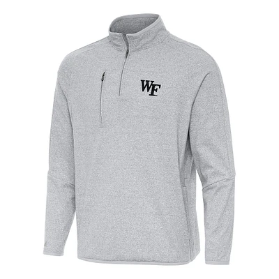 Men's Antigua Heather Gray Wake Forest Demon Deacons Certain Quarter-Zip Tri-Blend Sweatshirt