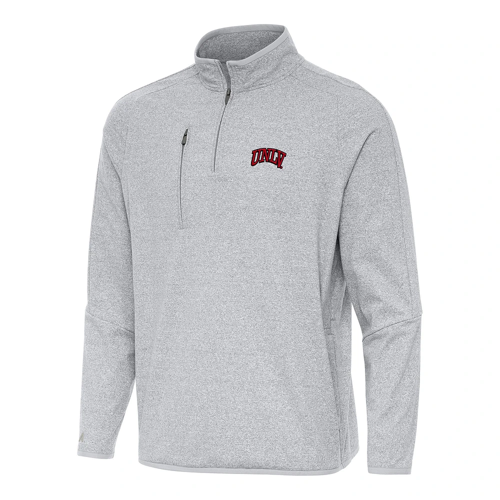 Men's Antigua Heather Gray UNLV Rebels Certain Quarter-Zip Tri-Blend Sweatshirt