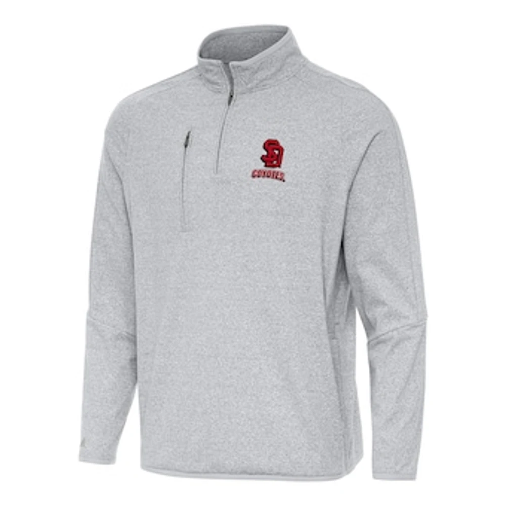 Men's Antigua Heather Gray South Dakota Coyotes Certain Quarter-Zip Tri-Blend Sweatshirt
