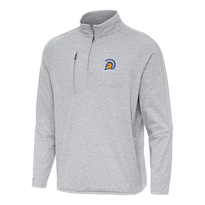 Men's Antigua Heather Gray San Jose State Spartans Certain Quarter-Zip Tri-Blend Sweatshirt
