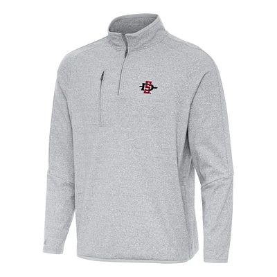 Men's Antigua Heather San Diego State Aztecs Certain Quarter-Zip Tri-Blend Sweatshirt