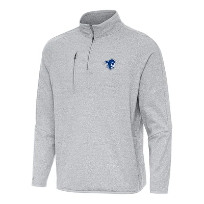 Men's Antigua Heather Gray Seton Hall Pirates Certain Tri-Blend Quarter-Zip Top