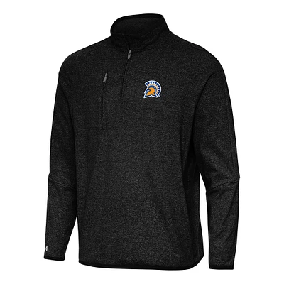 Men's Antigua Heather Black San Jose State Spartans Certain Quarter-Zip Tri-Blend Sweatshirt