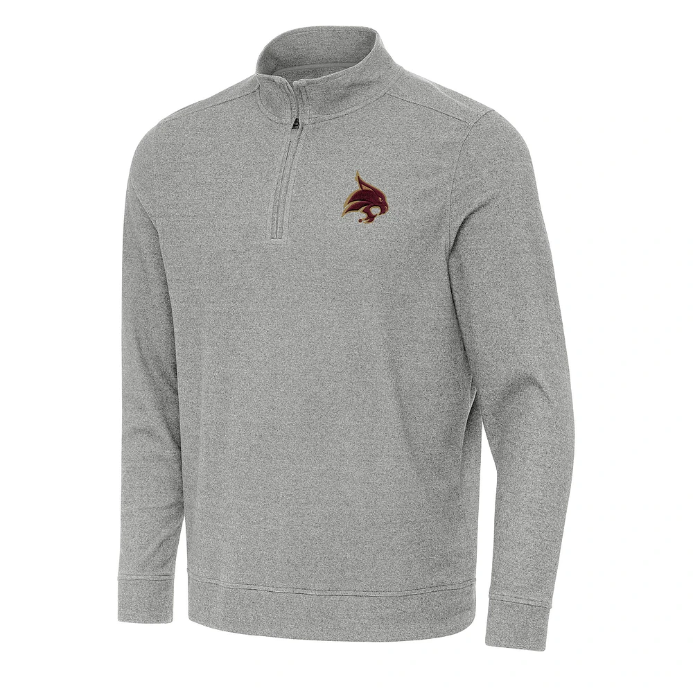 Men's Antigua Heather Gray Texas State Bobcats Subtle Quarter-Zip Sweatshirt