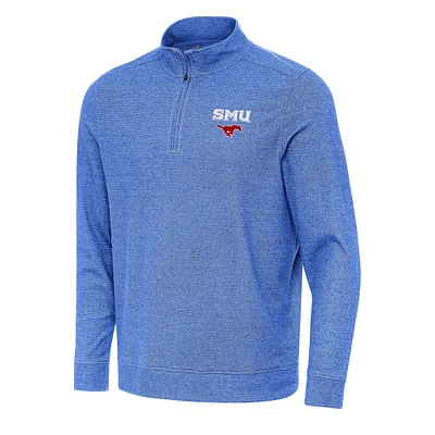 Men's Antigua Heather Royal SMU Mustangs Subtle Quarter-Zip Sweatshirt