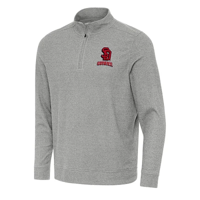 Men's Antigua Heather South Dakota Coyotes Subtle Quarter-Zip Sweatshirt