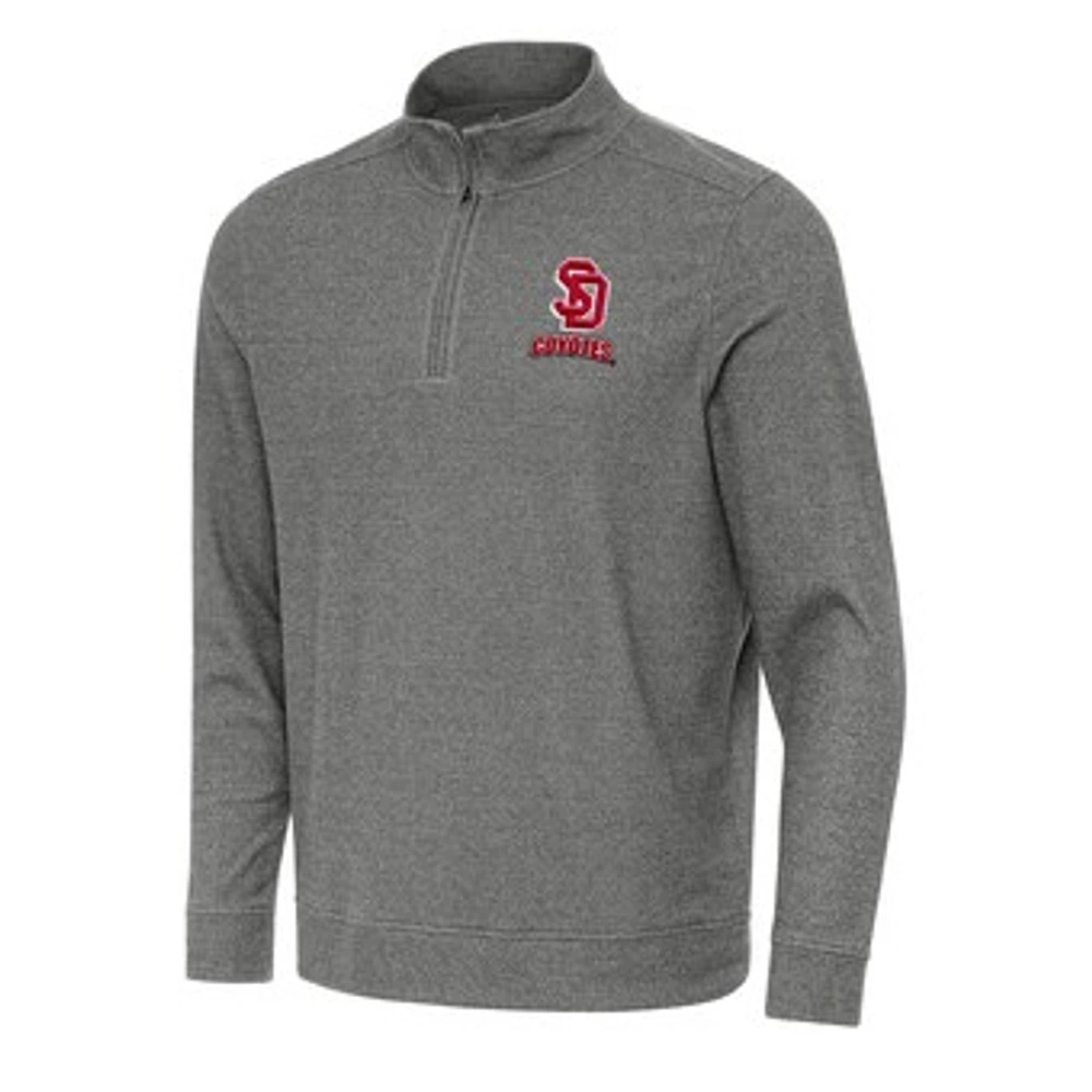 Men's Antigua Heather Charcoal South Dakota Coyotes Subtle Quarter-Zip Sweatshirt