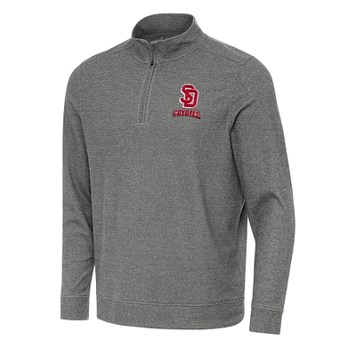 Men's Antigua Heather Charcoal South Dakota Coyotes Subtle Quarter-Zip Sweatshirt