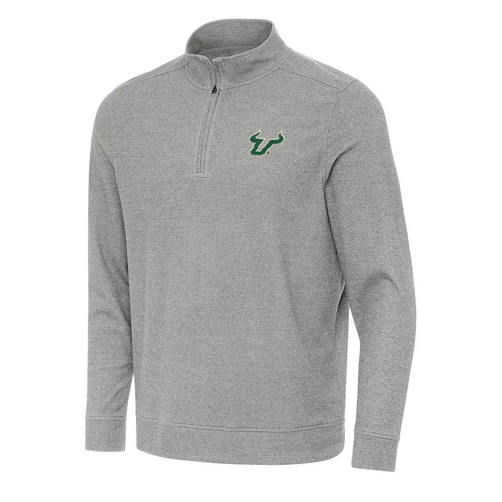 Men's Antigua Heather South Florida Bulls Subtle Quarter-Zip Sweatshirt