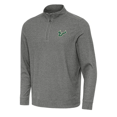 Men's Antigua Heather Charcoal South Florida Bulls Subtle Quarter-Zip Sweatshirt