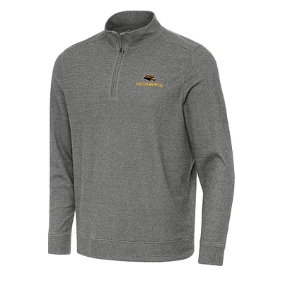 Men's Antigua Heather Charcoal Southern Miss Golden Eagles Subtle Quarter-Zip Sweatshirt