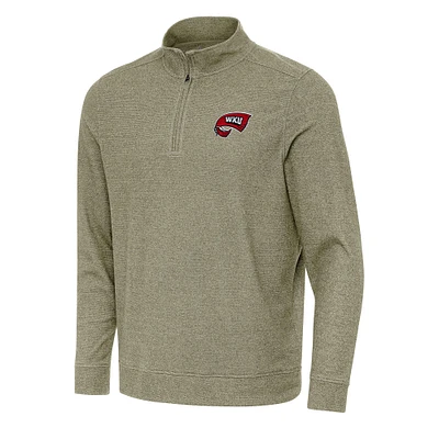 Men's Antigua Olive Western Kentucky Hilltoppers Subtle Quarter-Zip Sweatshirt