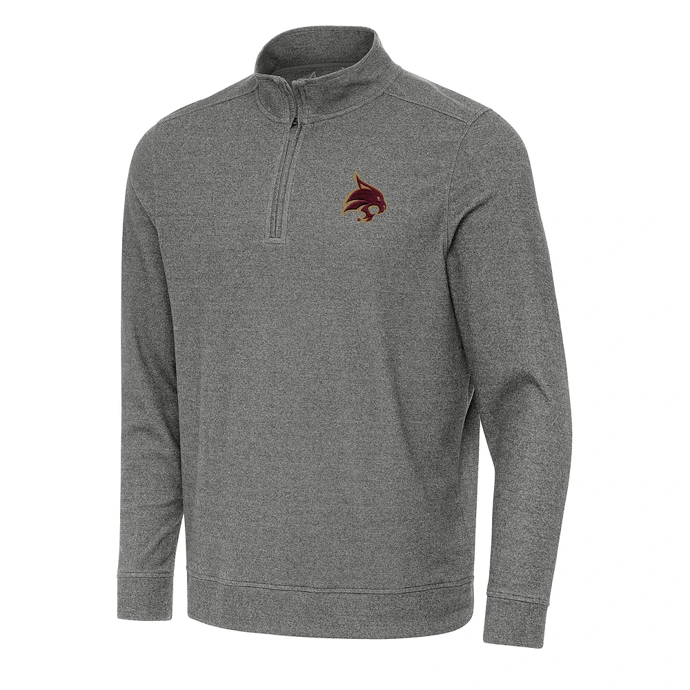 Men's Antigua Heather Charcoal Texas State Bobcats Subtle Quarter-Zip Sweatshirt