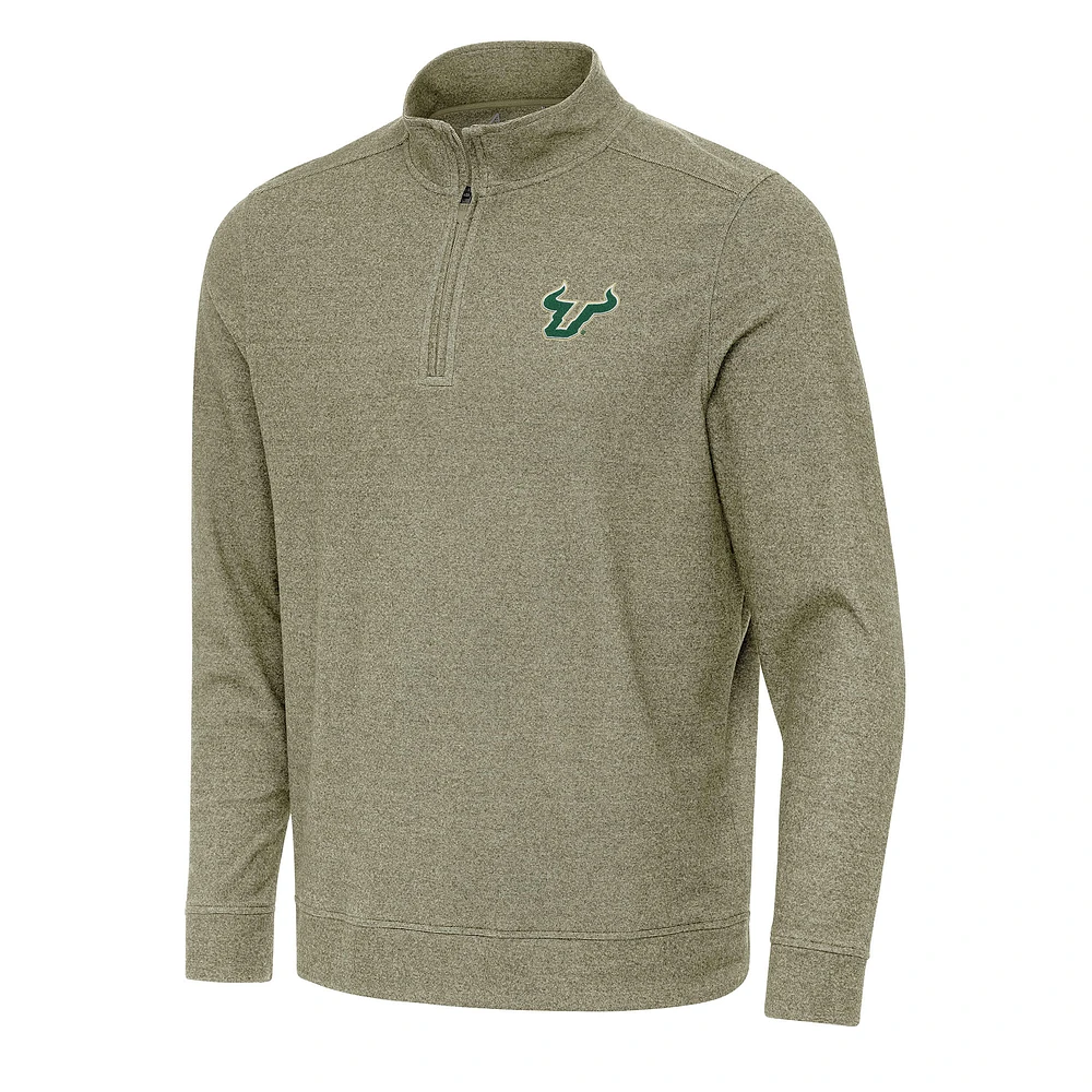 Men's Antigua Olive South Florida Bulls Subtle Quarter-Zip Sweatshirt