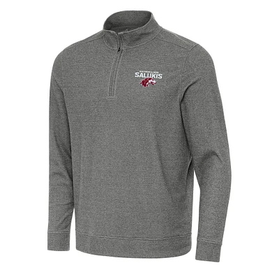 Men's Antigua Heather Charcoal Southern Illinois Salukis Subtle Quarter-Zip Sweatshirt