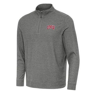 Men's Antigua Heather Charcoal UNLV Rebels Subtle Quarter-Zip Sweatshirt