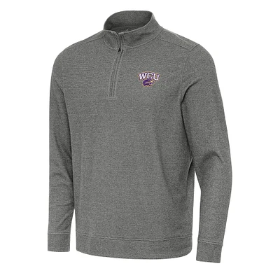 Men's Antigua Heather Charcoal Western Carolina Catamounts Subtle Quarter-Zip Sweatshirt