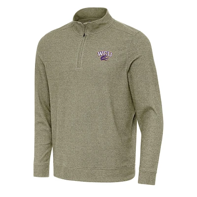 Men's Antigua Olive Western Carolina Catamounts Subtle Quarter-Zip Sweatshirt