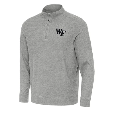 Men's Antigua Heather Gray Wake Forest Demon Deacons Subtle Quarter-Zip Sweatshirt