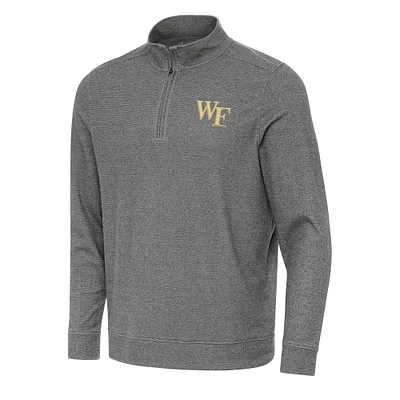 Men's Antigua Heather Charcoal Wake Forest Demon Deacons Subtle Quarter-Zip Sweatshirt