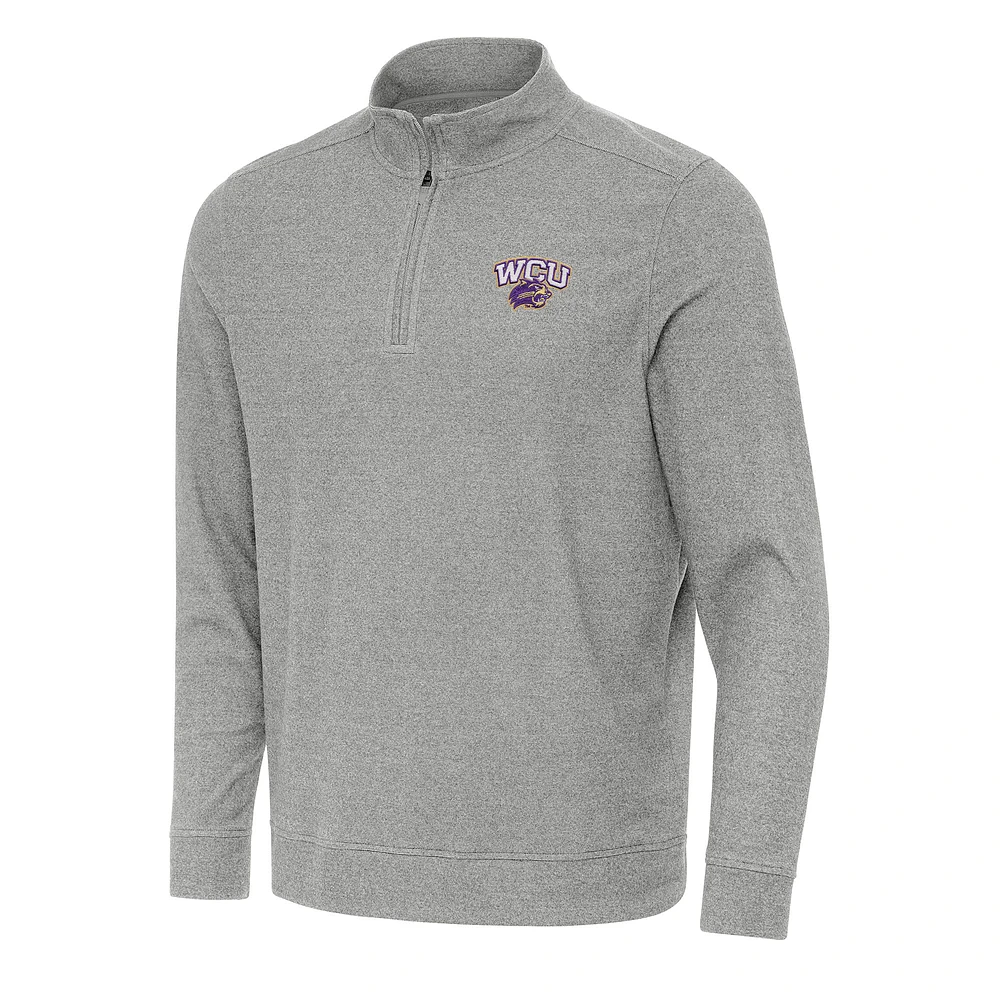 Men's Antigua Heather Western Carolina Catamounts Subtle Quarter-Zip Sweatshirt
