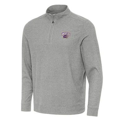 Men's Antigua Heather Western Carolina Catamounts Subtle Quarter-Zip Sweatshirt