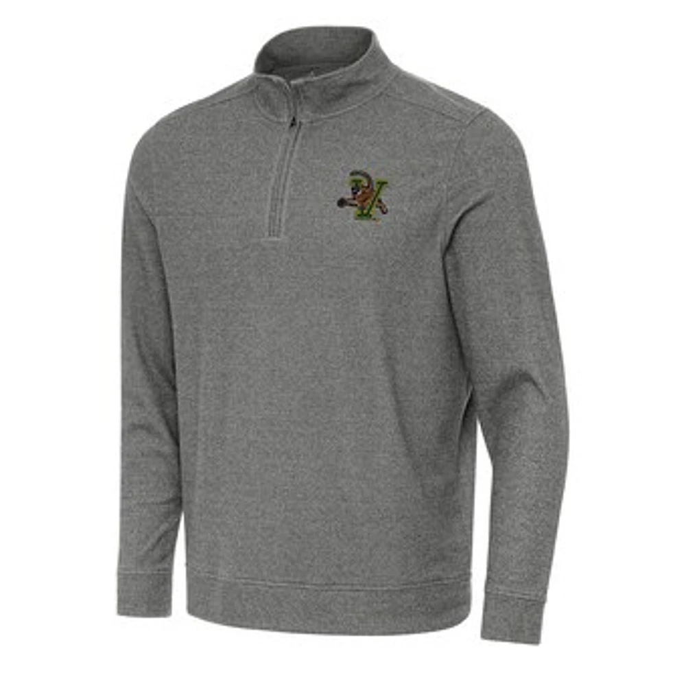 Men's Antigua Heather Charcoal Vermont Catamounts Subtle Quarter-Zip Sweatshirt
