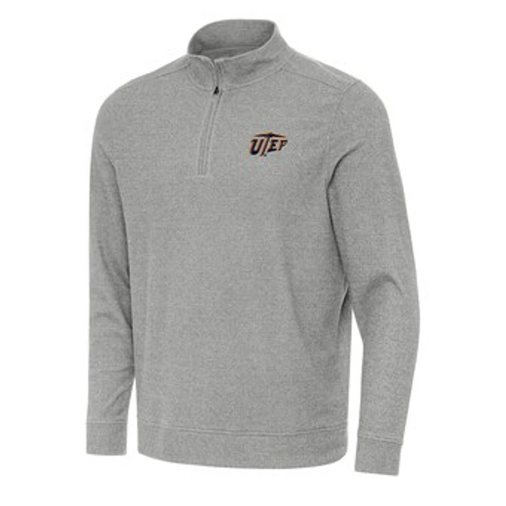 Men's Antigua Heather UTEP Miners Subtle Quarter-Zip Sweatshirt