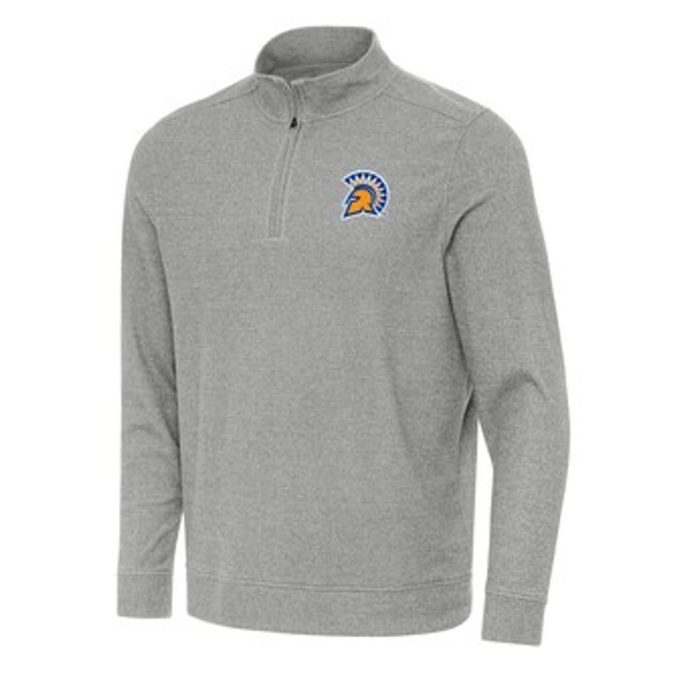 Men's Antigua Heather Gray San Jose State Spartans Subtle Quarter-Zip Sweatshirt
