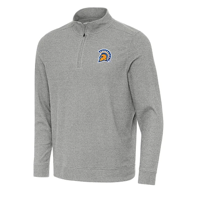 Men's Antigua Heather Gray San Jose State Spartans Subtle Quarter-Zip Sweatshirt