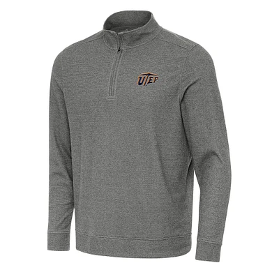 Men's Antigua Heather Charcoal UTEP Miners Subtle Quarter-Zip Sweatshirt