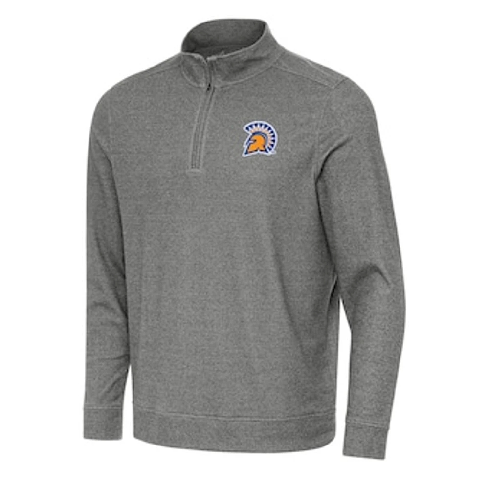Men's Antigua Heather Charcoal San Jose State Spartans Subtle Quarter-Zip Sweatshirt