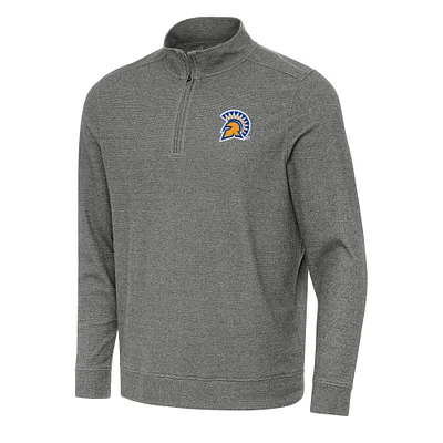 Men's Antigua Heather Charcoal San Jose State Spartans Subtle Quarter-Zip Sweatshirt