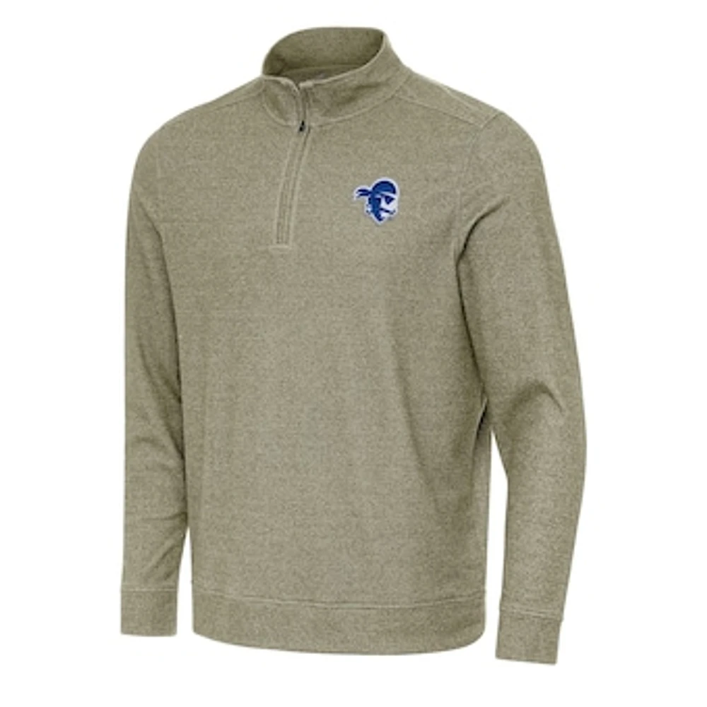Men's Antigua Olive Seton Hall Pirates Subtle Quarter-Zip Sweatshirt