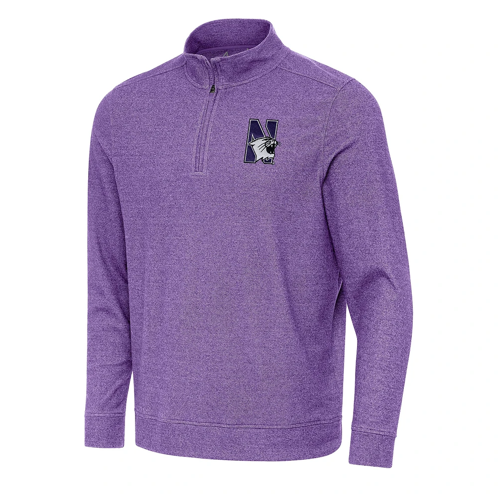 Men's Antigua Heather Purple Northwestern Wildcats Subtle Quarter-Zip Sweatshirt