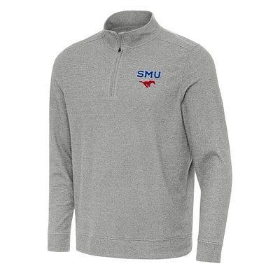 Men's Antigua Heather SMU Mustangs Subtle Quarter-Zip Sweatshirt