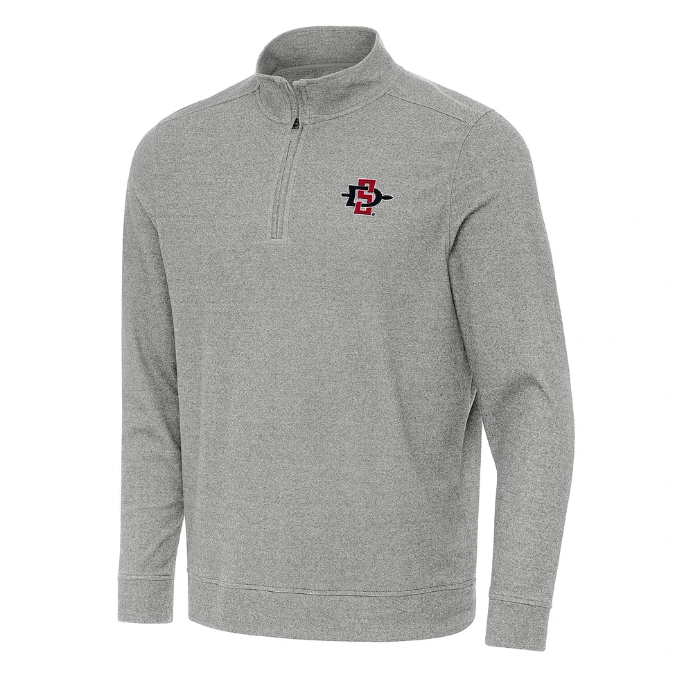 Men's Antigua Heather Gray San Diego State Aztecs Subtle Quarter-Zip Sweatshirt